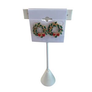Festive & Charming Wreath Earrings in Red, Green & Gold Tones.